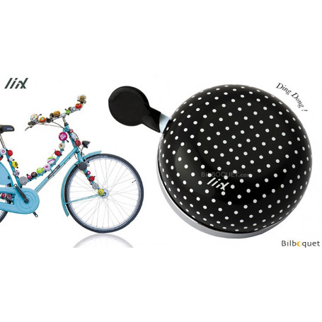 Sonnette de vélo Noire à pois blancs - Liix Ding Dong Bell Ø80mm