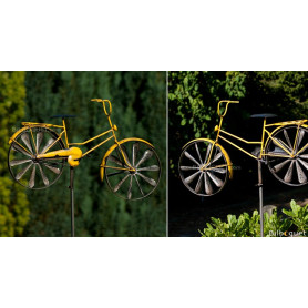 Éolienne métallique Bicyclette Jaune