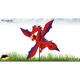 Éolienne Déco d'extérieur WhirliGig Dragon rouge 76cm