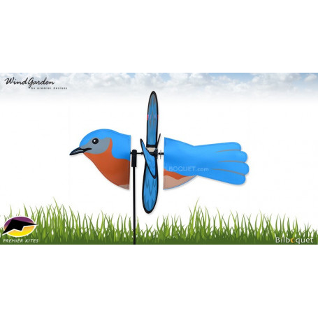 Oiseau Bluebird Merlebleu 43cm - Petite éolienne décorative