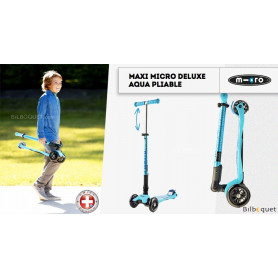 Maxi Micro Deluxe Aqua pliable - Trottinette 5-12 ans