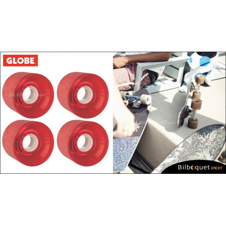 Globe BANTAM - Clear Red - Ø62mm/83a - Set de 4 roues pour longboard