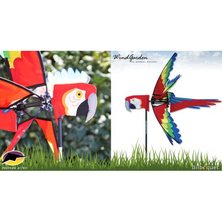 Oiseau Perroquet Ara Rouge 68cm - Éolienne décorative