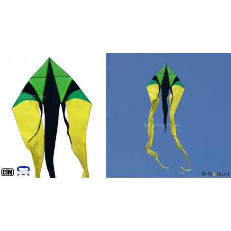 Cerf-volant monofil F-Tail XXL jaune-vert
