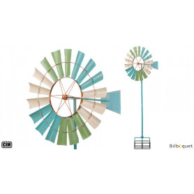 Kinetic Spinner Côtier - Éolienne de jardin en métal peint 66cm