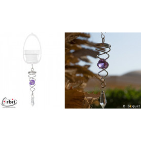 Petit cristal Twister violet - Suspension décorative en inox