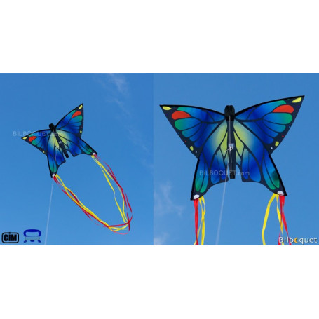 Angelliu Cerf-Volant Papillon Bleu,Cerf-Volant Monofil pour Enfants,133x70cm