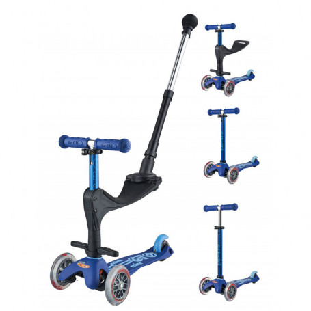 Mini Micro 3en1 Deluxe Plus - Bleu - trottinette et porteur 1-5 ans