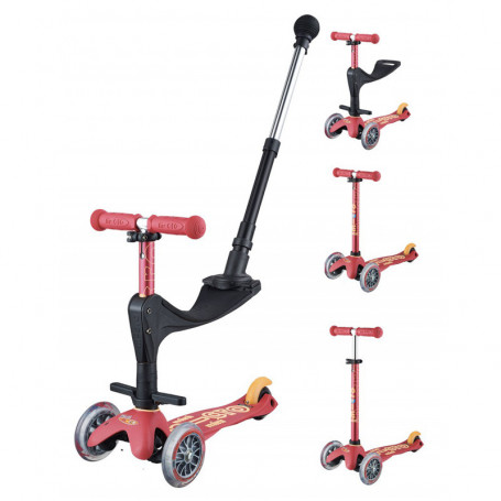 Mini Micro 3en1 Deluxe Plus - Rubis - trottinette et porteur 1-5 ans