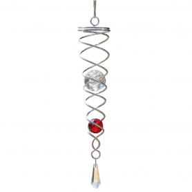 Spirale 29cm - Suspension décorative- deux boules rouges et transparentes