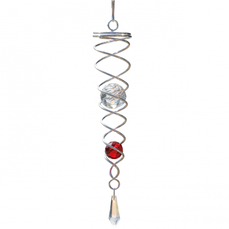 Spirale 29cm - Suspension décorative- deux boules rouges et transparentes