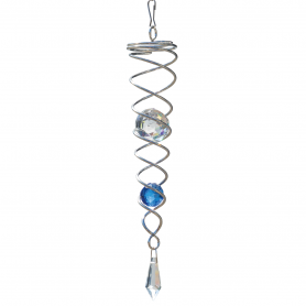Spirale 29cm - suspension décorative - deux boules bleues et transparentes