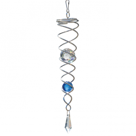 Spirale 29cm - suspension décorative - deux boules bleues et transparentes