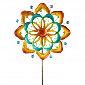 Eolienne Métal Fleur - Double roue Ø55cm/158cm - Colours in motion