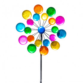 Éolienne Métal Galaxy Rainbow - Double roue Ø36cm/122cm - Colours in motion