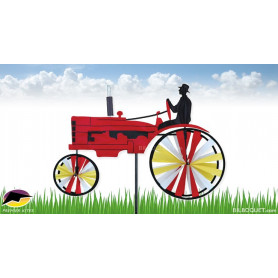 Eolienne de jardin Tracteur Vintage Rouge