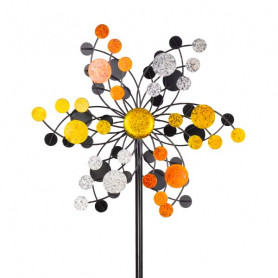 Wind turbine Metal Confetti Gold - Double wheel Ø48cm/175cm - Colors In Motion