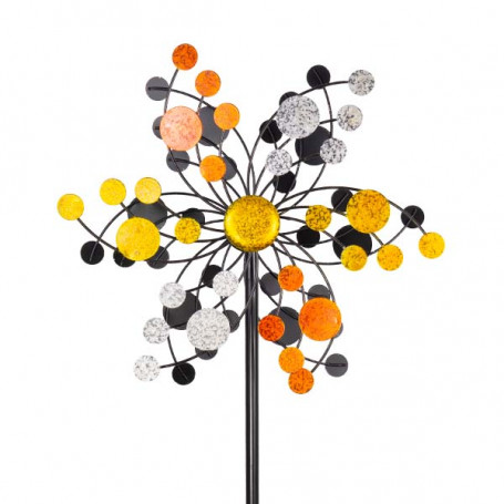 Éolienne Métal Confetti Gold - Double roue Ø35cm/130cm - Colours In Motion