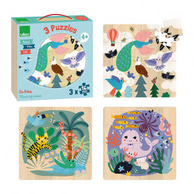 Earth-Sea-Sky Puzzles - 3 puzzles - 16 pieces