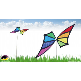 Eolienne décorative sur mât Papillon Arc-en-ciel