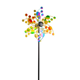 Eolienne métal Confetti Rainbow  - Double roues 48cm/175cm