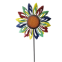 Eolienne Métal rainbow Flower - Double roues 60cm/183cm