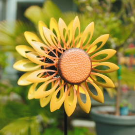 Eolienne Métal Sunflower - Double wheels 40cm/160cm - Colours in motion