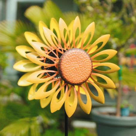 Eolienne Métal Sunflower - Double roues 40cm/160cm - Colours in motion