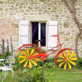 Eolienne Métal bicyclette Rouge et Jaune - Colours In Motion