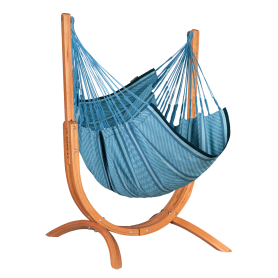 Support UDINE Eucalyptus FSC™ avec chaise-hamac Cumbla en coton bio - taille confort