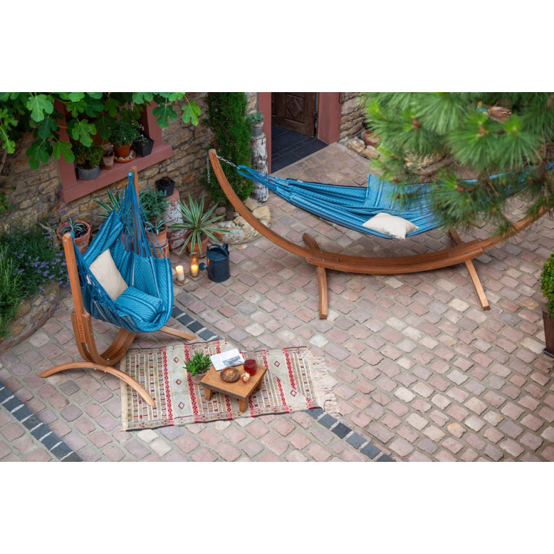 Curated visual reference: Eucalyptus Bird Cage And Stand Combo Reference: Maera Hammock Stand In Fsc Certified Eucalyptus For Double Hammocks