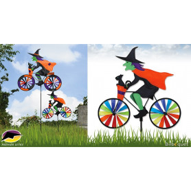 Eolienne bicyclette Sorcière à vélo 50x46cm