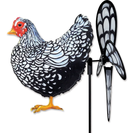 Poule noire et blanche Ø32cm - éolienne de jardin