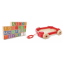 Pull cart with alphabet stacking blocks