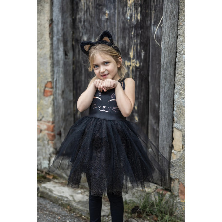 Robe de chat noir avec serre-tête