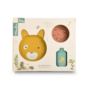 Set vaisselle bébé en silicone – Trois Petits Lapins – Assiette, bol, tasse