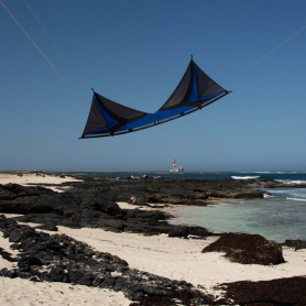 Cerf-volant 4 lignes Shiva Spiderkites  bleu/gris complet