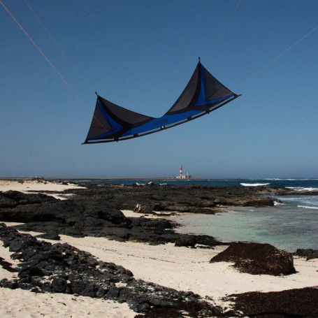 Cerf-volant 4 lignes Shiva Spiderkites  bleu/gris complet