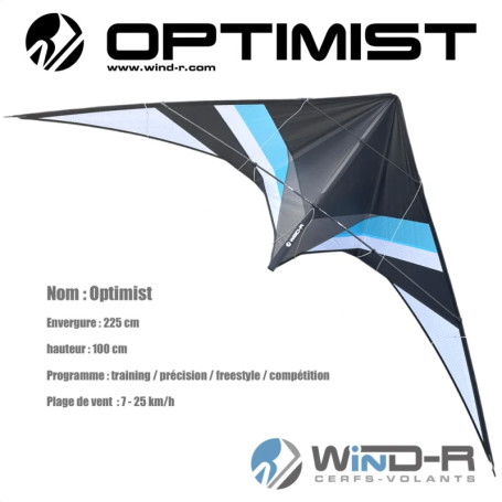 Cerf-volant acrobatique bleu ciel WinD-R Optimist
