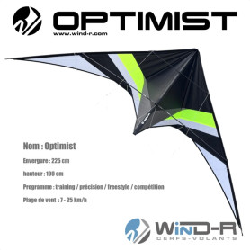 Cerf-volant acrobatique Jaune Fluo WinD-R Optimist