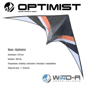 Fluor Orange WinD-R Optimist 2-Line Stunt Kite | Precision & Freestyle