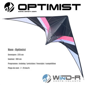 Cerf-volant acrobatique Rose Fluo WinD-R Optimist
