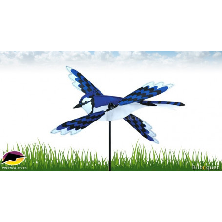 Éolienne d'extérieur WhirliGig Oiseau Geai Bleu 45cm
