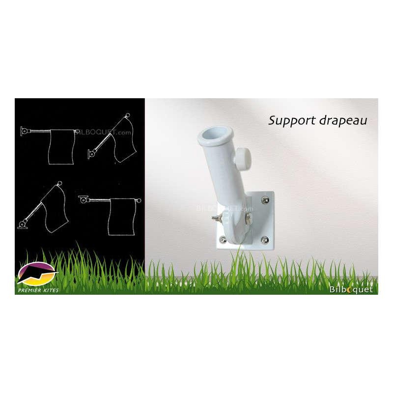 ShawFly Support De Drapeau Réglable Mural - Fixation Robuste 45° Et 90° Pour Mât Jusqu'à 24mm
