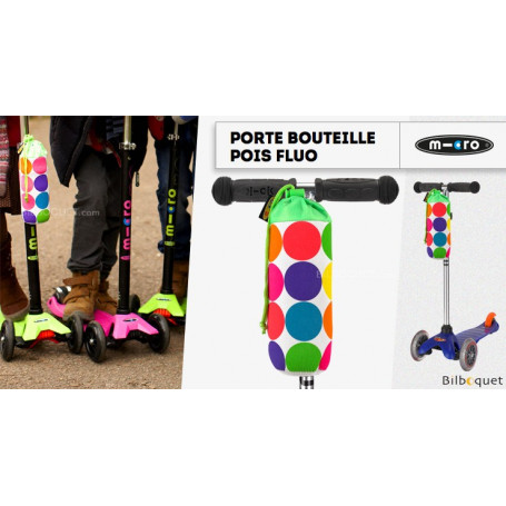 Porte-bouteille pour trottinette - Motifs Pois Fluo