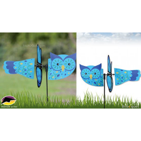 Éolienne d'extérieur Chouette bleue 45cm