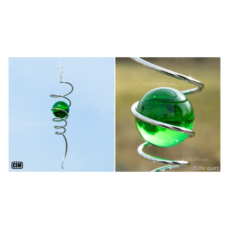 Lot De 3 Toupies à Vent Décoratives Spirale Avec Boule De Verre - Pour Jardin, Balcon, Décoration Extérieure
