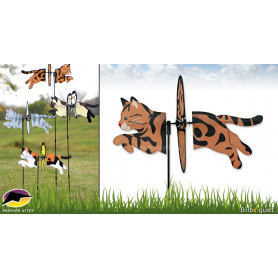 Éolienne de jardin Chat Tabby 48cm - Petite Spinner