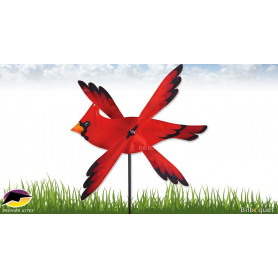 Éolienne d'extérieur WhirliGig Oiseau Cardinal Rouge 43cm