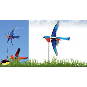 Éolienne décorative Oiseau Bluebird 58cm - Jeu de vent